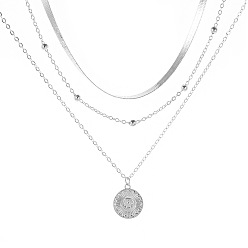 Silver Fashionable and Minimalist Multi-layer Lotus Pendant Necklace - Blade Chain Necklaces for Women.