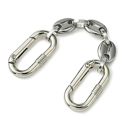 Platinum & Stainless Steel Color 304 Stainless Steel Oval Link Bag Extender Chains, with Zinc Alloy Spring Gate Rings, Platinum & Stainless Steel Color, 12.5cm