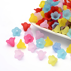 Mixed Color Frosted Acrylic Beads, Flower, Mixed Color, 10x13.5mm, Hole: 1.8mm, about 1600pcs/500g