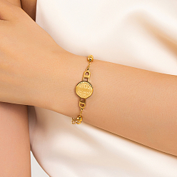 Золотой 201 браслеты из нержавеющей стали с подвесками Святого Бенедикта, золотые, 6-1/4 дюйм (16 см)