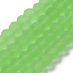 Lime Transparent Glass Beads Strands, Faceted, Frosted, Rondelle, Lime, 3mm, Hole: 1mm