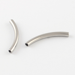 Stainless Steel Color 304 Stainless Steel Tube Beads, Stainless Steel Color, 40x4mm, Hole: 3mm
