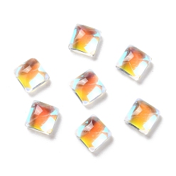 Прозрачный АВ Стеклянные кабошоны с гальванического покрытием, прозрачный, граненые, квадратный, ясно AB, 6x6x3.5 мм