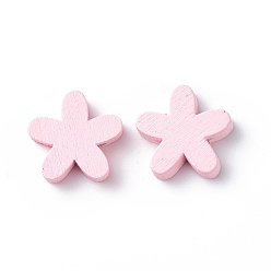 Бледно-Розовый 5-лепесток кнопки, Деревянные пуговицы, розовый жемчуг, 17 мм