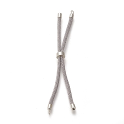 Light Grey Nylon Twisted Cord Bracelet, with Brass Cord End, for Slider Bracelet Making, Dark Gray, 9 inch(22.8cm), Hole: 2.8mm, Single Chain Length: about 11.4cm