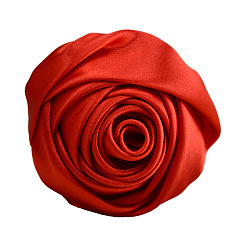 Красный Атласная ткань ручной работы 3d цветок розы, аксессуары для украшения обуви, шапки, одежды своими руками, красные, 5.5 см