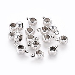 Antique Silver Tibetan Style Alloy Rondelle Tube Bails, Loop Bails, Lead Free and Cadmium Free, Bail Beads, Antique Silver, 8x5mm, Hole: 2mm, Inner Diameter: 5mm
