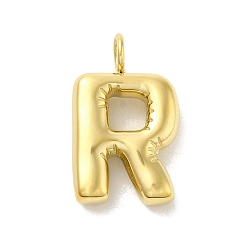 Letter R 304 Stainless Steel Pendants, Real 14K Gold Plated, Letter Charm, Letter R, 24x14.5x5mm, Hole: 4mm