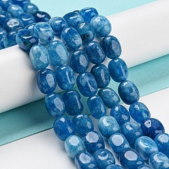 Steel Blue Natural Quartz Beads Strands, Dyed, Faceted, Oval, Steel Blue, 8~12x7~10x7~9mm, Hole: 1.2mm, about 35pcs/strand, 14.96''(38cm)