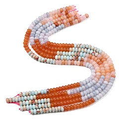 Аква Нити градиентных бусин из натурального белого нефрита, с розовым авантюрином и синтетическими бусинами из камня сушан, окрашенные, рондель, вода, 8.5x4.5~5.5 мм, отверстие : 1 мм, около 79 шт / нитка, 15.31'' (38.9 см)