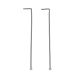 Electrophoresis Black 304 Stainless Steel Stud Earring Finding, with Hole, Ear Thread, Electrophoresis Black, 109x1x0.4mm, Hole: 1.7mm, Pin: 0.7mm