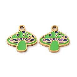 Лайм 304 подвески из нержавеющей стали, с эмалью, ионное покрытие (ip), гриб, золотые, желто-зеленые, 11.7x12.8x1.5 мм