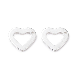 Silver 201 Stainless Steel Open Heart Charms, Hollow, Silver, 10x11x1mm, Hole: 1mm