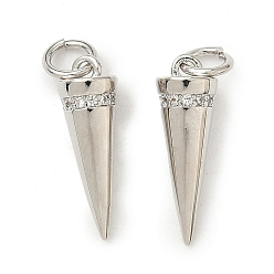 Платина Латунные микро проложить кубического циркония подвески, конус, долговечный, без кадмия и без свинца, стойки покрытие, с целью перехода в кольце, платина, 17.5x5.5 мм, отверстие : 3.3 мм