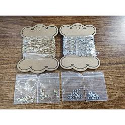 Платиновый & Золотой Наборы для изготовления ожерелий своими руками, в том числе латунные звенья ручной работы, открытые прыжковые кольца и застежки-клешни, платиной и золотом, 0.6x1.2x0.05 см, 2м / комплект