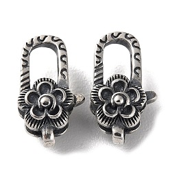 Antique Silver 925 Thailand Sterling Silver Lobster Claw Clasps, Flower, with 925 Stamp, Antique Silver, 14.5x8.5x6mm, Hole: 1.4mm
