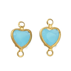 Бирюза Латунные подвески для стеклянных соединителей pave k9, сердечные ссылки, золотые, бирюзовые, 11.5x6.5x3 мм, отверстие : 1.2 мм