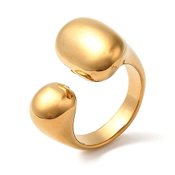 Золотой Ионное покрытие (ip) 304 овальные открытые манжеты из нержавеющей стали для женщин и мужчин, золотые, размер США 6 (16.5 мм)