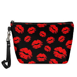 Lip Feminism Theme Imitation Leather Toilet Bag with Zipper, Clutch Bags for Women, Rectangle, Lip, 21.5x6.5x14.5cm