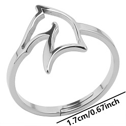 Stainless Steel Color 304 Stainless Steel Adjustable Ring, Hollow Horse Head, Stainless Steel Color, Inner Diameter: 17mm