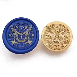 Butterfly Golden Tone Wax Seal Alloy Stamp Head, for Invitations, Envelopes, Gift Packing, Butterfly, 16~30x18~30mm