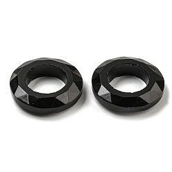 Black Electroplate Glass Linking Rings, Crystal Cosmic Ring, Prism Ring, Faceted, Back Plated, Round Ring, Black, 20x5.5mm, Inner Diameter: 11.5mm
