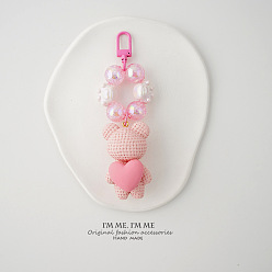 Pink One X83 Lovely Heart Bear Keychain Cartoon Car Chain Backpack Pendant Couple Lock Keyring