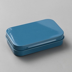 Steel Blue Iron Jewelry Storage Boxes with Hinged Lid, for DIY Candles, Dry Storage, Spices, Tea, Candy, Party Favors, Rectangle, Steel Blue, 9.8x6.35x2.25cm