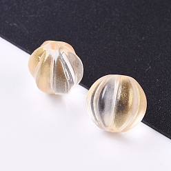 PeachPuff Transparent Glass Beads, with Glitter Powder, Pumpkin, PeachPuff, 10.5mm, Hole: 1mm