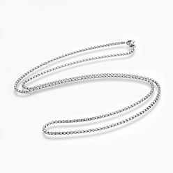Stainless Steel Color 304 Stainless Steel Box chain Necklaces, with Lobster Claw Clasps, Stainless Steel Color, 23.8 inch(60.5cm), 2mm