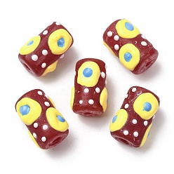 Красный Эмалевые бусины ручной работы в технике лэмпворк, бусины ручной работы, ухабистая колонна, красные, 18.5~19.5x13~15.5 мм, отверстие : 2 мм