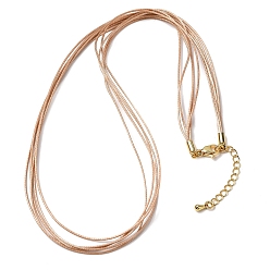 Цвет Древесины 1мм вощеный шнур 5-образное ожерелье, с латунными выводами и 304 застежками из лобстера из нержавеющей стали, золотые, деревесиные, 18.90 дюйм (48 см)
