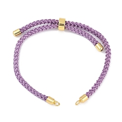 Средний Фиолетовый Изготовление регулируемого нейлонового хлопкового шнура, с реечной обшивкой латунными выводами, золотые, средне фиолетовый, 4-3/4~8-7/8 дюйм (12~22.5 см), 3 мм, отверстие : 2 мм