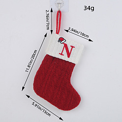 FF1-14/N Classic Red Letter Christmas Stocking Knit Holiday Decoration Ornament.