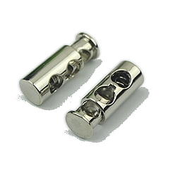 Platinum Alloy Cord Locks, Clothing Decoration Accessorise, Column, Platinum, 30x12mm