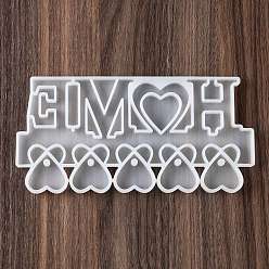 Heart Key Holder DIY Silicone Hanging Molds, Resin Casting Molds, For UV Resin, Epoxy Resin Decoration Making, Heart, 104x210x9mm, Hole: 5.5mm
