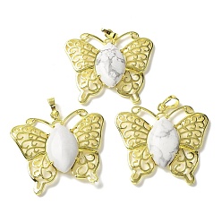 Говлит Природные подвески Говлит, латунные подвески-бабочки, золотые, стойки покрытие, без кадмия и без свинца, 41.5x45x8 мм, отверстие : 8x4.5 мм