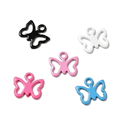 Mixed Color Spray Painted 201 Stainless Steel Charms, Butterfly Charm, Mixed Color, 9x10x0.5mm, Hole: 1.2mm