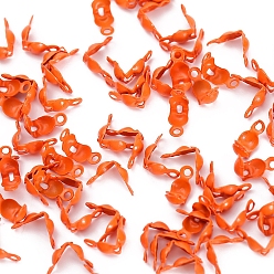 Tomato Iron Bead Tips, Calotte Ends, Clamshell Knot Cover, Tomato, 8x4mm