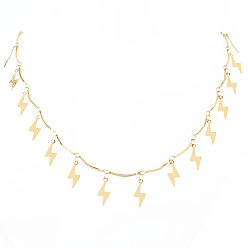 golden Minimalist Collarbone Chain with Alloy Lightning Pendant, Beautiful Women's Necklace 17410.