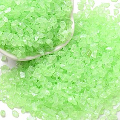 Lawn Green Luminous Crushed Glass Craft, Irregular Glass Chips, for DIY Vase Filler Garden Decoration, Lawn Green, 4.5~11.5x1.5~3x2.5mm