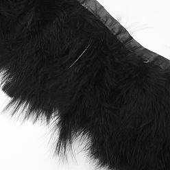 Black Fashion Feather Cloth Strand Costume Accessories, Black, 120~190x28~56mm, about 2m/bag