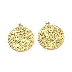 Настоящее золото 18K 316 хирургические подвески из нержавеющей стали, подвески в форме шестеренок, ионное покрытие (ip), реальный 18 k позолоченный, 23x20x2 мм, отверстие : 1.6 мм