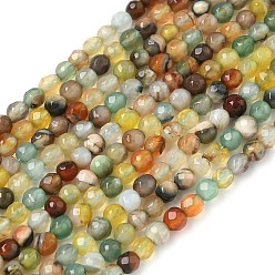 (52) Непрозрачная лаванда Природный агат бисер нитей, граненые, круглые, окрашенная и подогревом, разноцветные, 4 мм, отверстие : 0.8 мм, около 88~94 шт / нитка, 14.5 дюйм