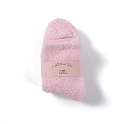 Pink Polyester Faux Fur Knitting Socks, Winter Warm Thermal Socks, Pink, 250x70mm
