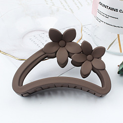 TCB-951-Brown Amber Color Hollow Hair Clip with Matte Half Round Arc Flower.