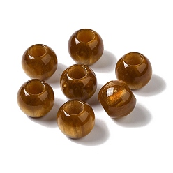 Terre De Sienne Perles européennes scintillantes en résine, Perles avec un grand trou   , rondelle, Sienna, 13.5x11~11.5mm, Trou: 6mm