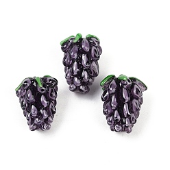 Черный Бусины лэмпворк , винограды, чёрные, 21~24x15~17 мм, отверстие : 1.8 мм