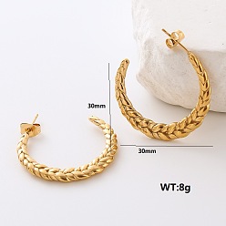 Золотой Серьги-гвоздики из нержавеющей стали с текстурой в форме буквы С, золотые, 30x30 мм