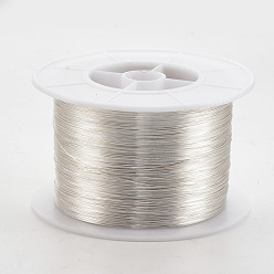 Silver Round Copper Jewelry Wire, Long-Lasting Plated, Silver Color Plated, 20 Gauge, 0.8mm, about 721.78 Feet(220m)/1000g